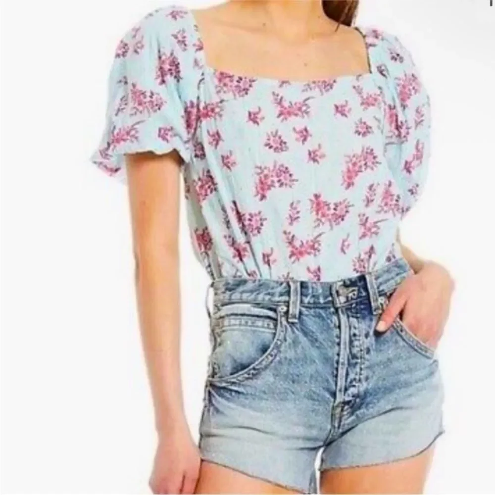 FREE PEOPLE | INTIMATELY Angela Floral Puff Sleeve Bodysuit NEW Women’s Size S